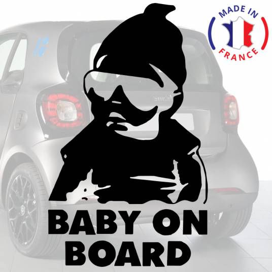 Anakiss Sticker bébé à bord pour voiture 20 cm noir 