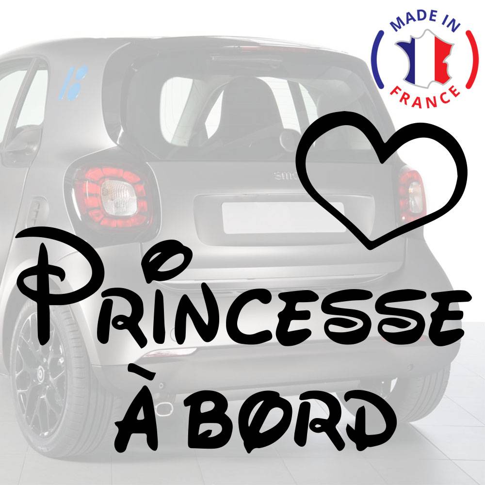 Autocollant Princesse à bord à coller sur votre voiture - Autocollant bébé  bord